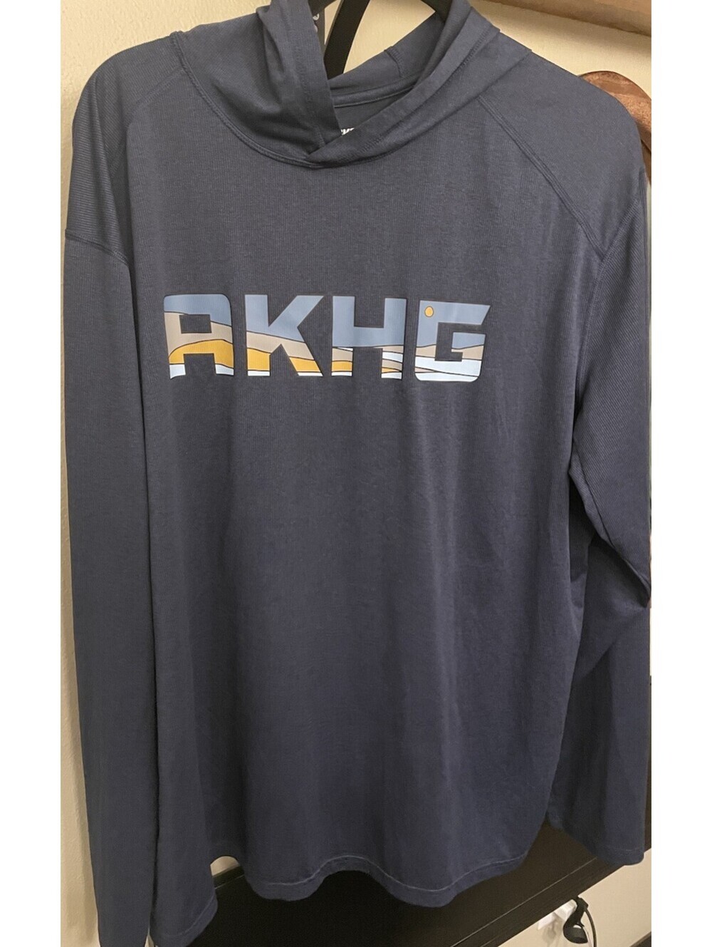 Alaskan Hardgear Hooded Shirt Mens Sz XL Long Sleeve Lightweight Hoodie Navy